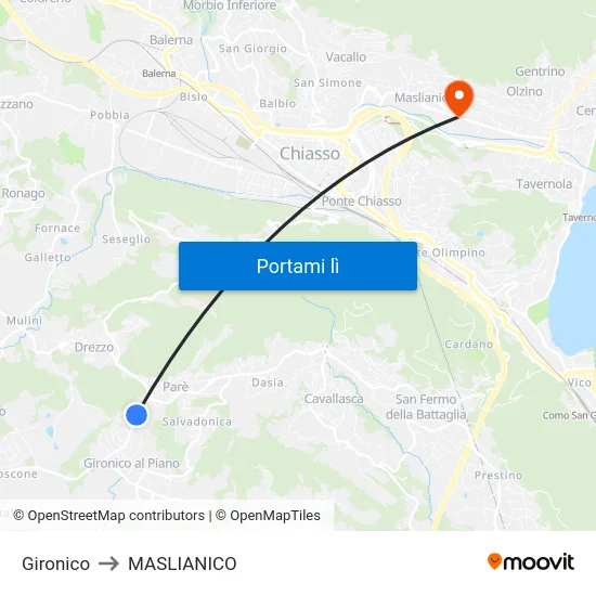 Gironico to MASLIANICO map