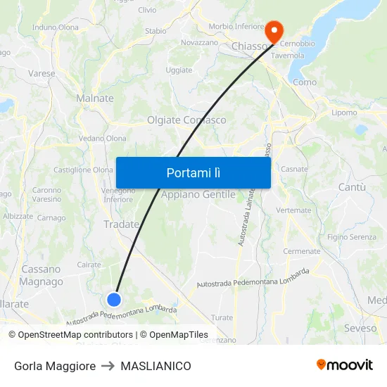 Gorla Maggiore to MASLIANICO map