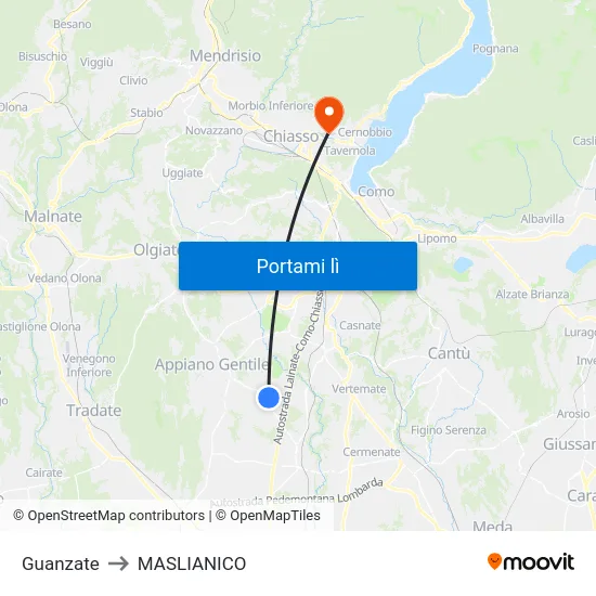 Guanzate to MASLIANICO map