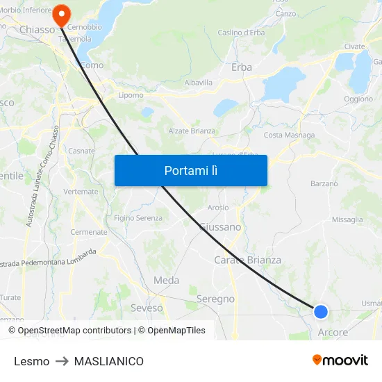 Lesmo to MASLIANICO map