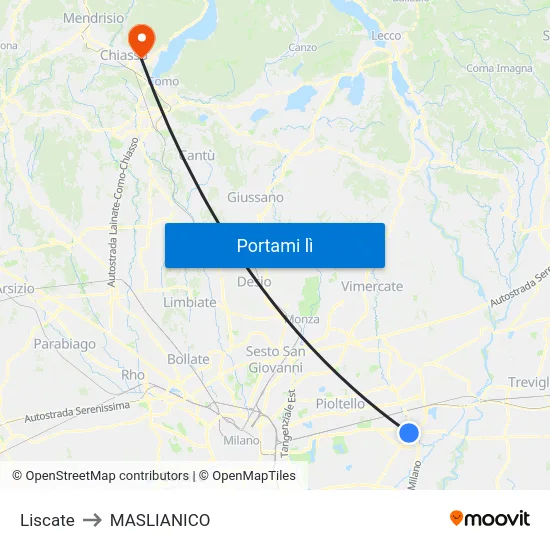 Liscate to MASLIANICO map