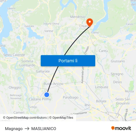 Magnago to MASLIANICO map