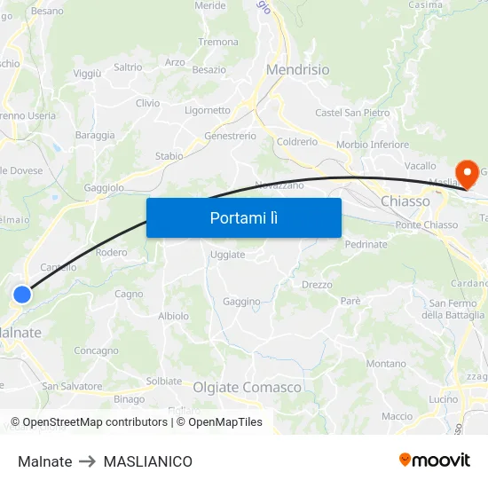 Malnate to MASLIANICO map