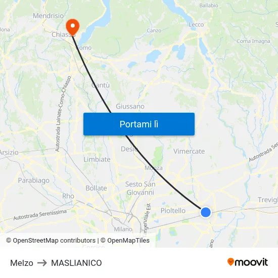Melzo to MASLIANICO map