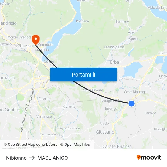 Nibionno to MASLIANICO map