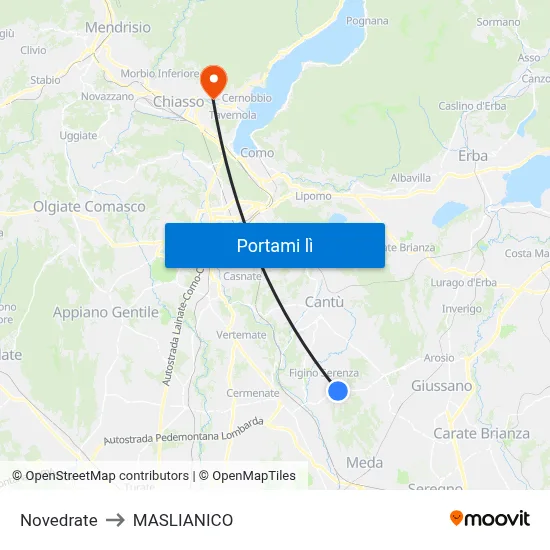 Novedrate to MASLIANICO map