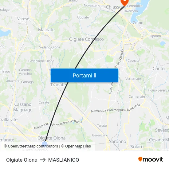 Olgiate Olona to MASLIANICO map
