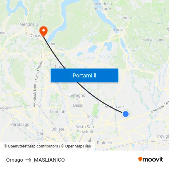 Ornago to MASLIANICO map