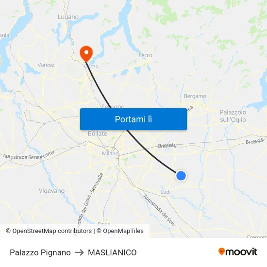 Palazzo Pignano to MASLIANICO map