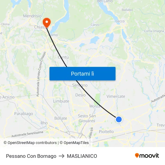Pessano Con Bornago to MASLIANICO map