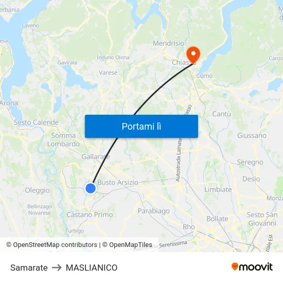 Samarate to MASLIANICO map