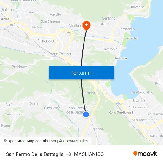 San Fermo Della Battaglia to MASLIANICO map