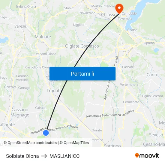 Solbiate Olona to MASLIANICO map