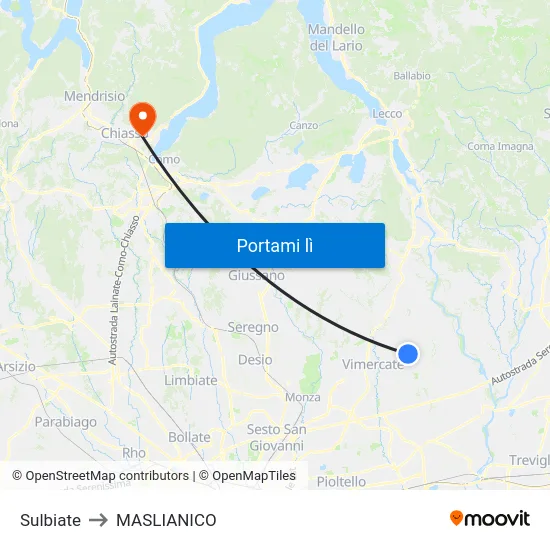 Sulbiate to MASLIANICO map