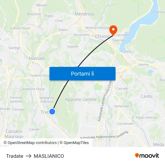 Tradate to MASLIANICO map
