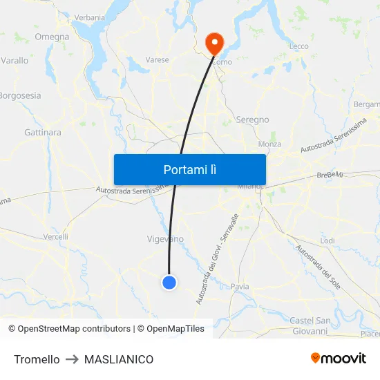 Tromello to MASLIANICO map