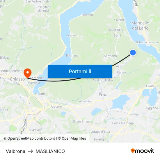 Valbrona to MASLIANICO map