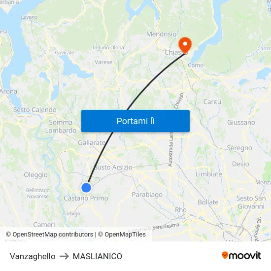 Vanzaghello to MASLIANICO map