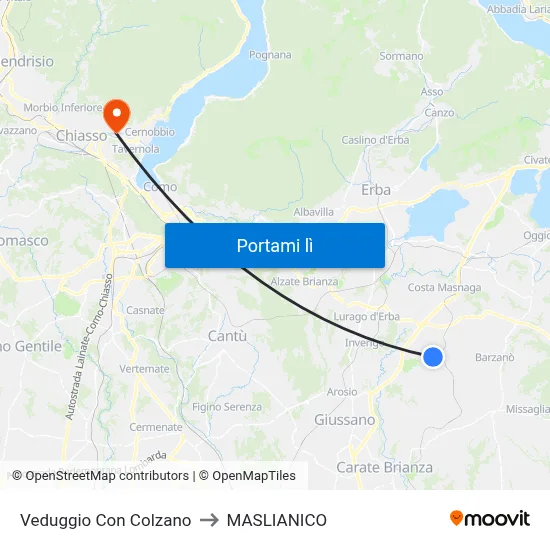 Veduggio Con Colzano to MASLIANICO map