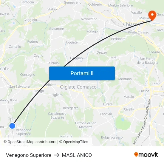 Venegono Superiore to MASLIANICO map