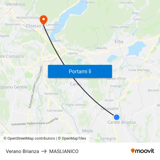 Verano Brianza to MASLIANICO map