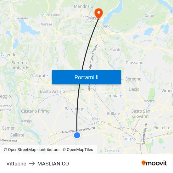 Vittuone to MASLIANICO map