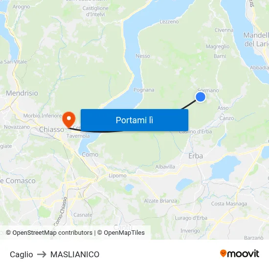 Caglio to MASLIANICO map