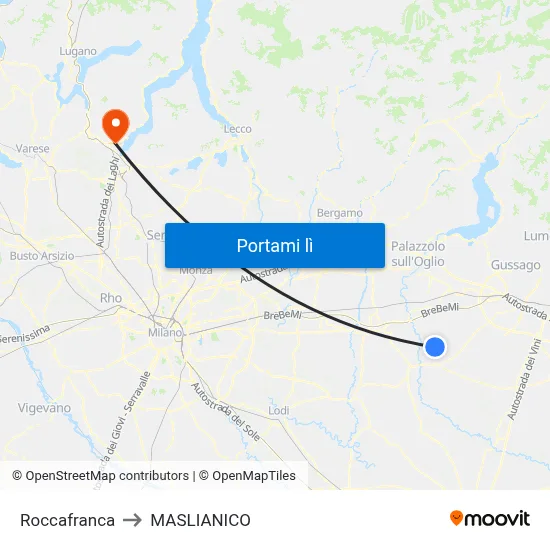 Roccafranca to MASLIANICO map