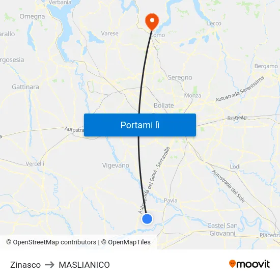 Zinasco to MASLIANICO map