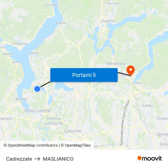 Cadrezzate to MASLIANICO map