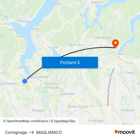 Comignago to MASLIANICO map