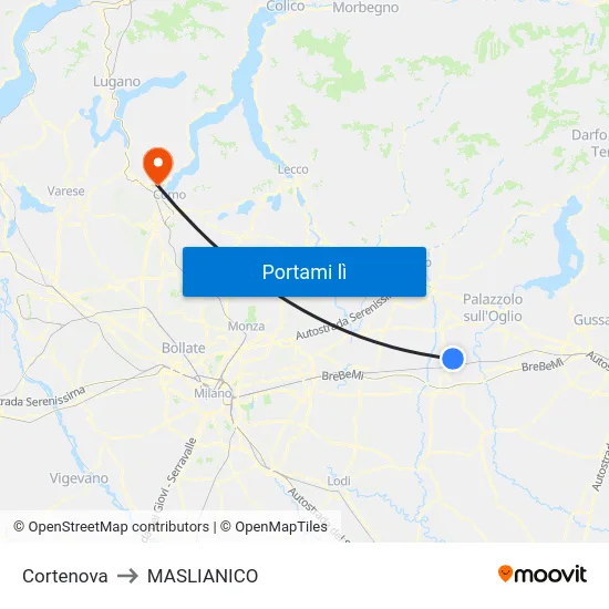 Cortenova to MASLIANICO map