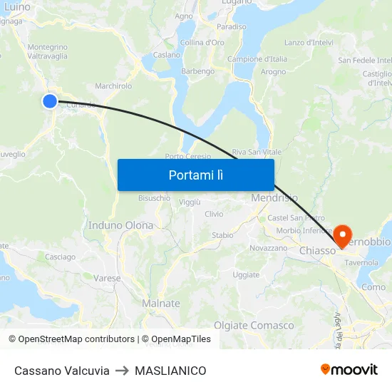Cassano Valcuvia to MASLIANICO map
