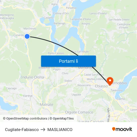 Cugliate-Fabiasco to MASLIANICO map