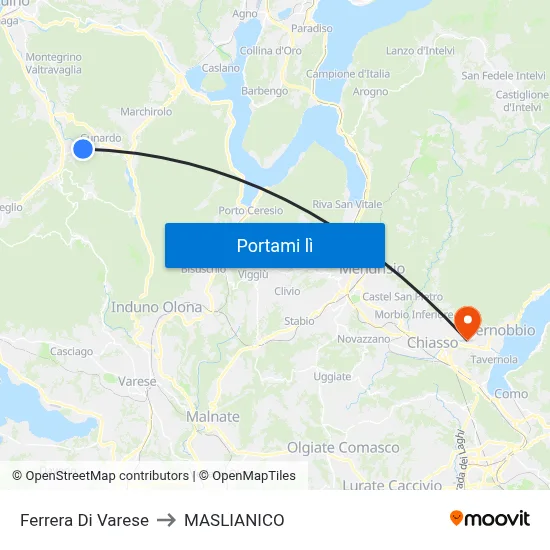 Ferrera Di Varese to MASLIANICO map