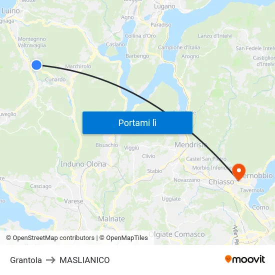 Grantola to MASLIANICO map