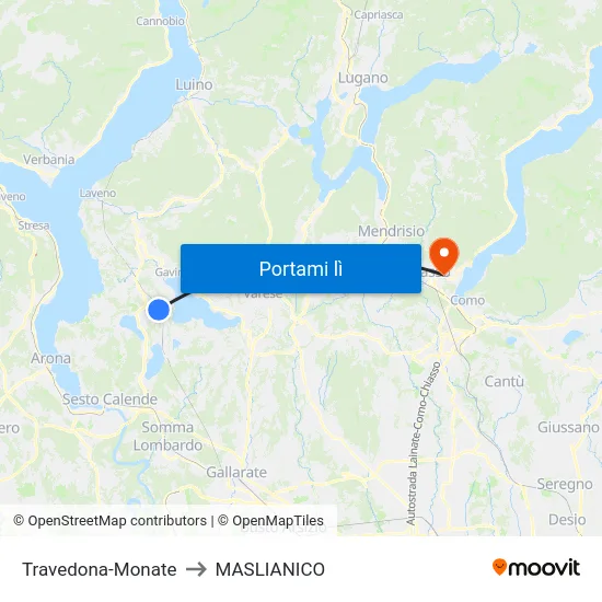 Travedona-Monate to MASLIANICO map