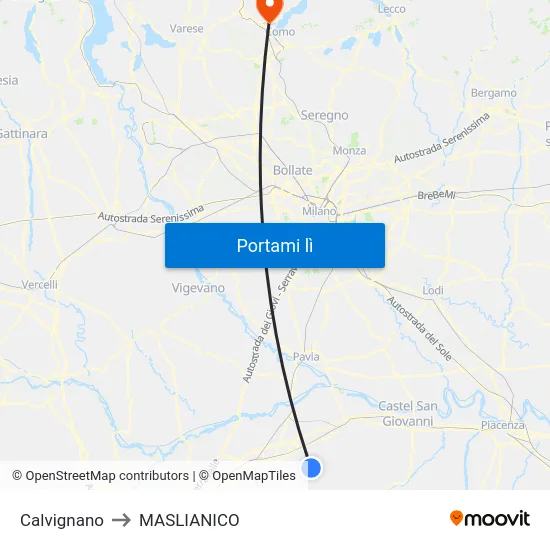 Calvignano to MASLIANICO map