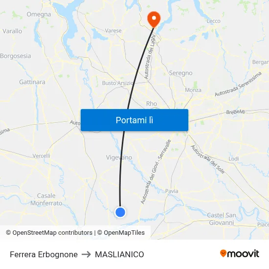 Ferrera Erbognone to MASLIANICO map