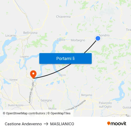 Castione Andevenno to MASLIANICO map