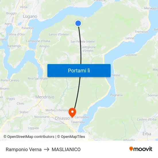 Ramponio Verna to MASLIANICO map
