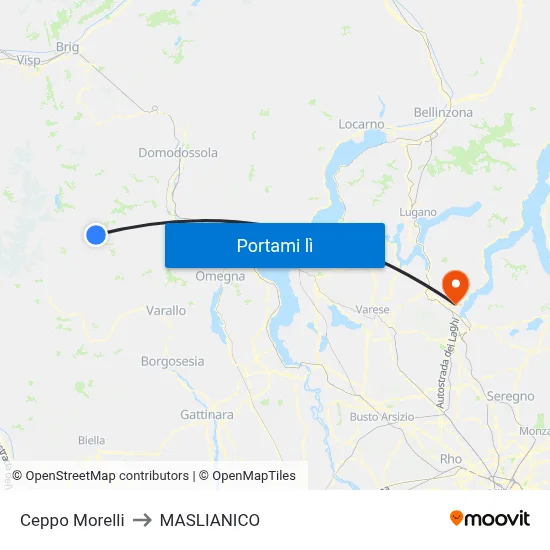 Ceppo Morelli to MASLIANICO map