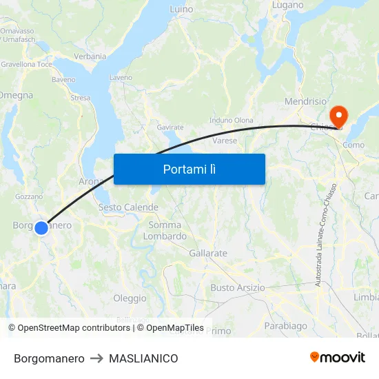 Borgomanero to MASLIANICO map
