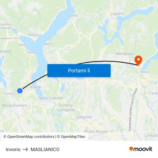 Invorio to MASLIANICO map