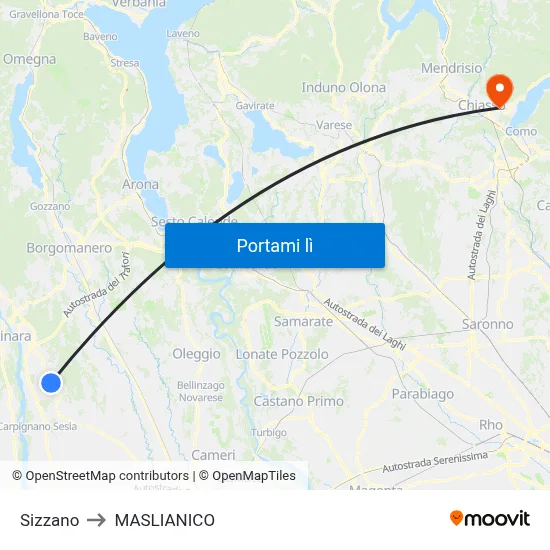 Sizzano to MASLIANICO map