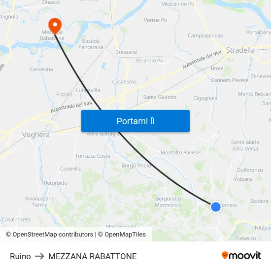 Ruino to MEZZANA RABATTONE map