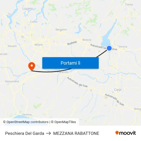 Peschiera Del Garda to MEZZANA RABATTONE map