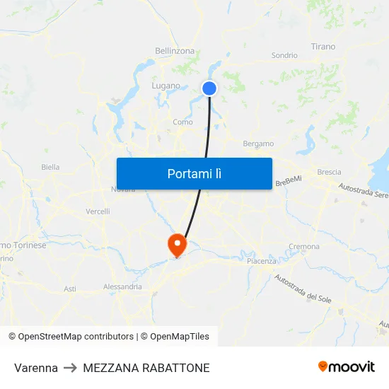 Varenna to MEZZANA RABATTONE map