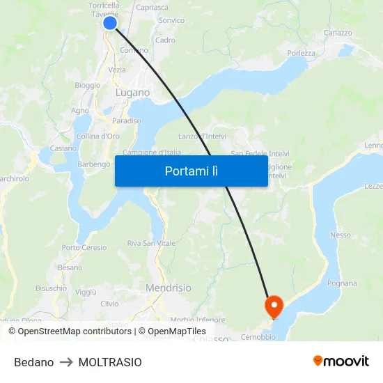 Bedano to MOLTRASIO map