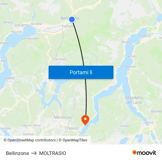 Bellinzona to MOLTRASIO map